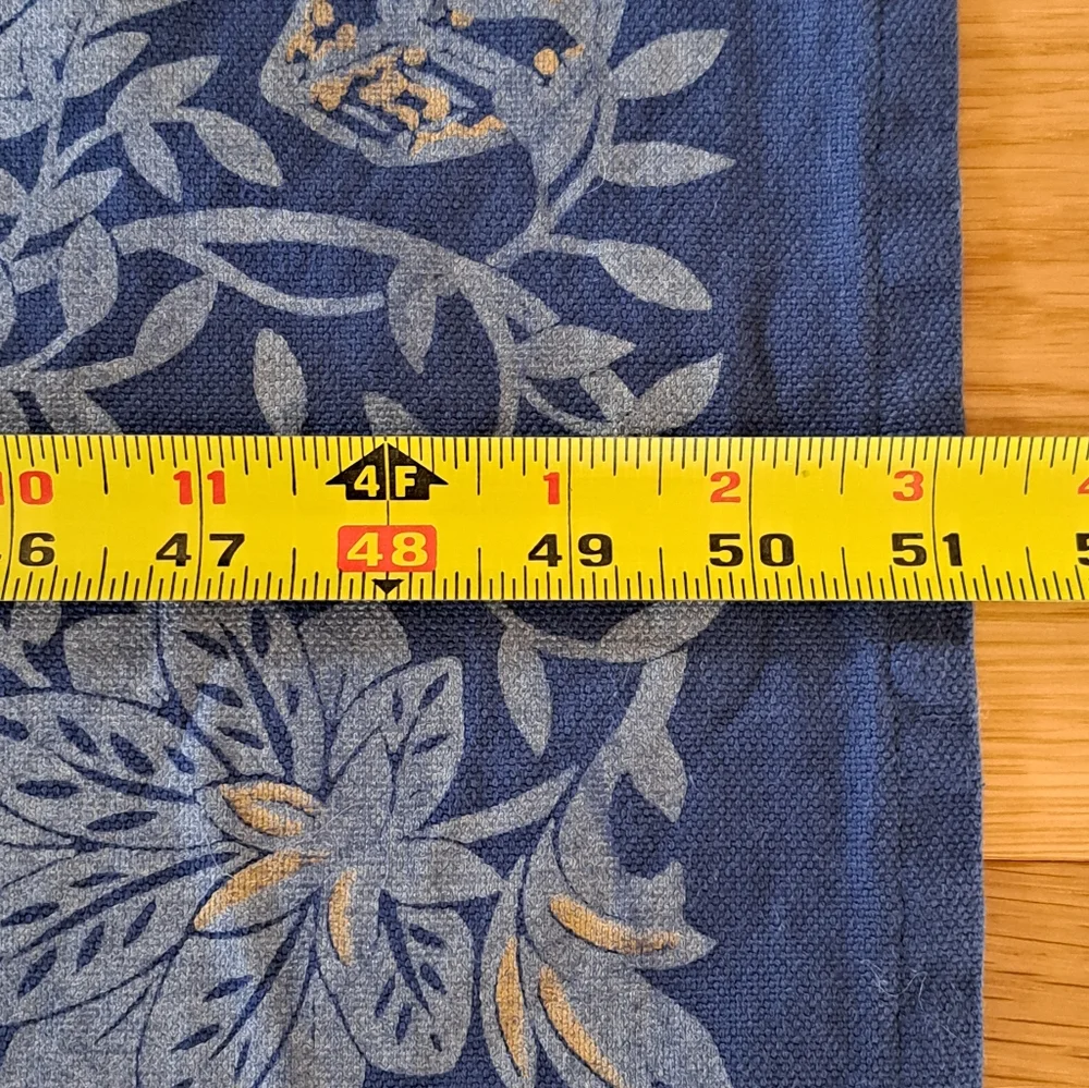 Pottery Barn Blue Floral Tablecloth Square 100% Cotton